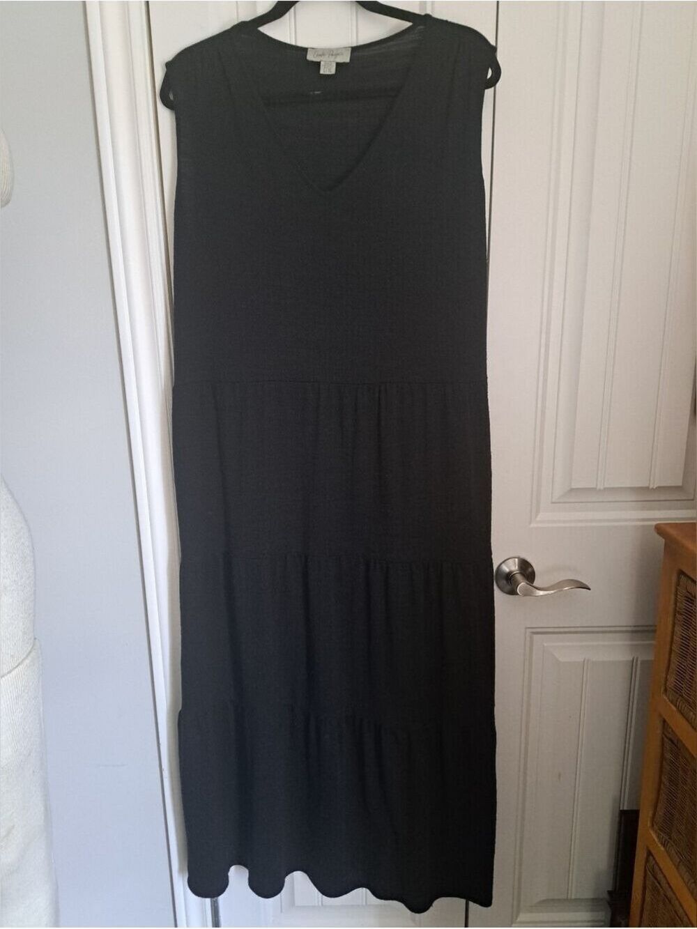 Charlie Paige long Black Sleeveless Tiered Maxi Dress lightweight resort comfort